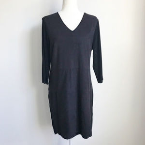 VINCE CAMUTO Suede Front Black V Neck Dress XL